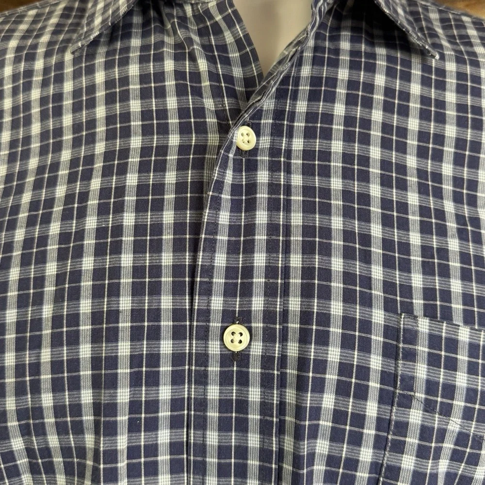 Polo Ralph Lauren Mens Classic Fit Blue Plaid Button Up Long Sleeve Shirt Size M